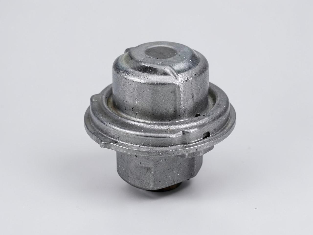 Automotive engine thermostat with housing